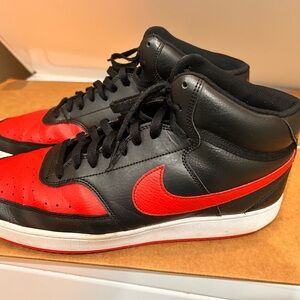 Nike Men's Size 14 Court Vision Mid Bred University Red Sneakers